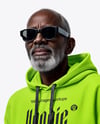 Elderly Black Man Wearing Hoodie and Sweatpants Mockup
