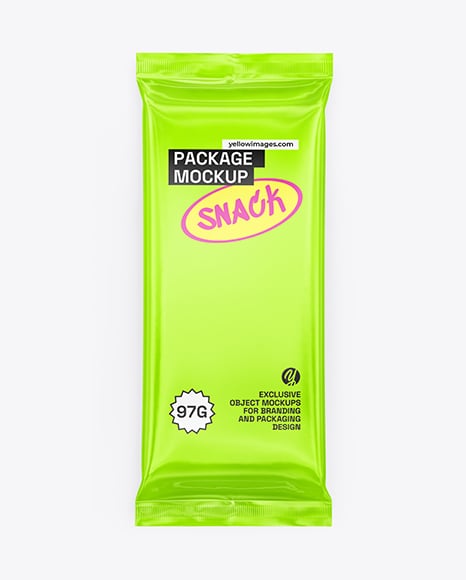 Glossy Snack Package Mockup - Flow-Pack Mockups