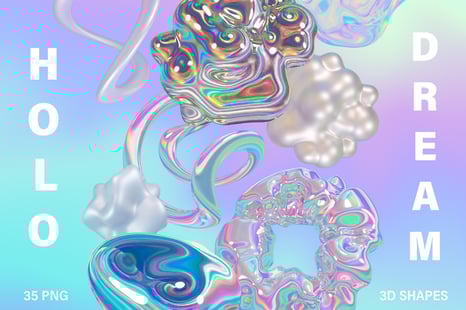 Holo Iridescence 3D Shapes Graphics - Design Elements
