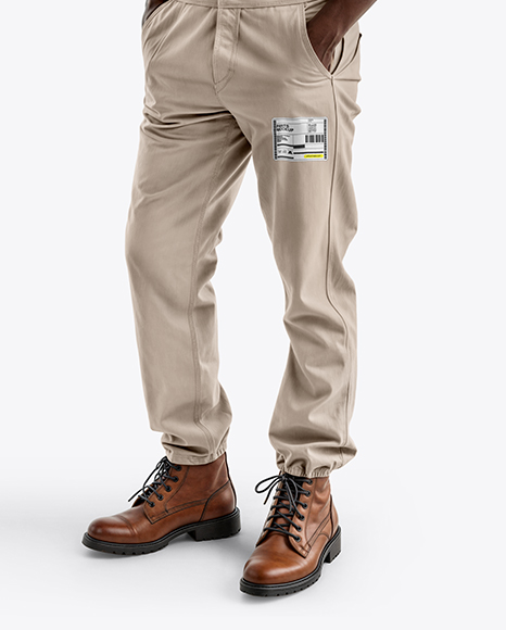 Afro-American Man Wearing a Bib Overalls and T-Shirt Mockup