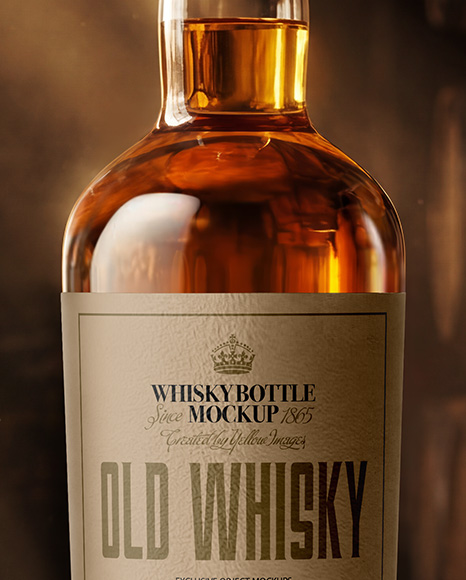 Clear Glass Whiskey Bottle Mockup
