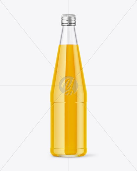 Clear Glass Bottle With Orange Juice Mockup