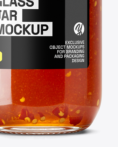 Glass Jar with Hot Pepper Jelly Mockup