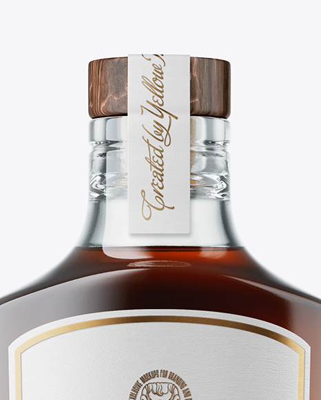 Black Rum Glass Bottle with Wooden Cap Mockup