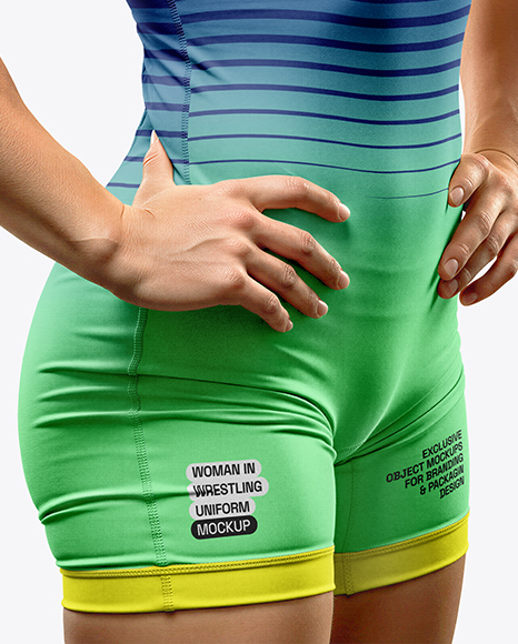 Woman Wearing Wrestling Uniform Mockup