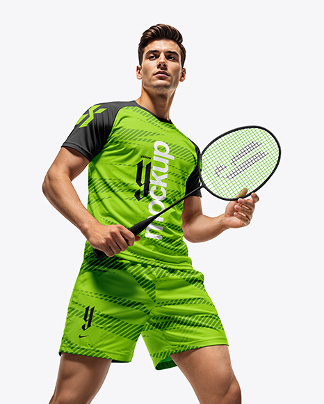 Man Wearing Badminton Uniform Mockup