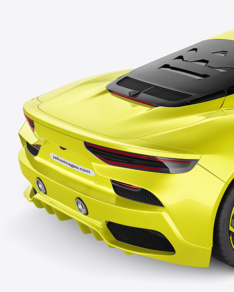 Sport Car Mockup - Back Half Side View