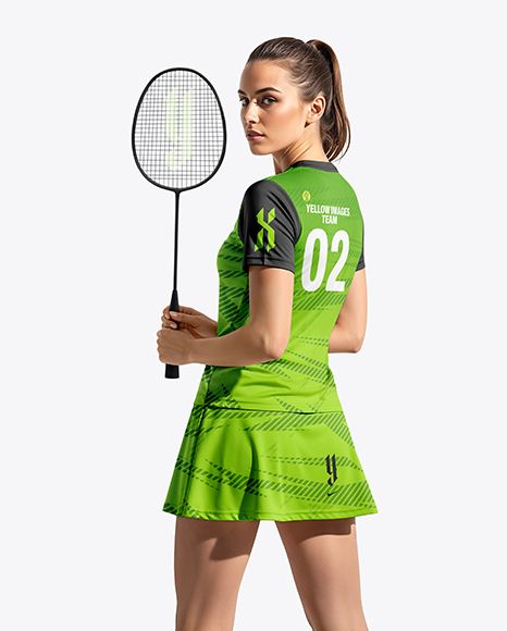 Woman Wearing Badminton Uniform Mockup - Kit mockup psd