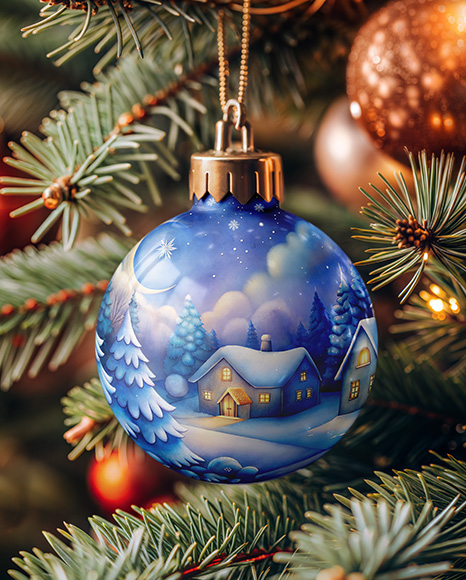 Glossy Christmas Ball Mockup