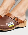 Pair of Clogs on Woman's Legs with Jeans Mockup