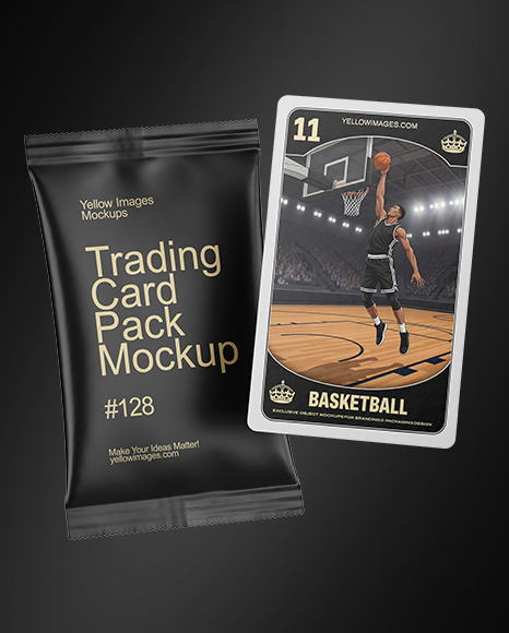 Matte Trading Card Pack with Card Mockup