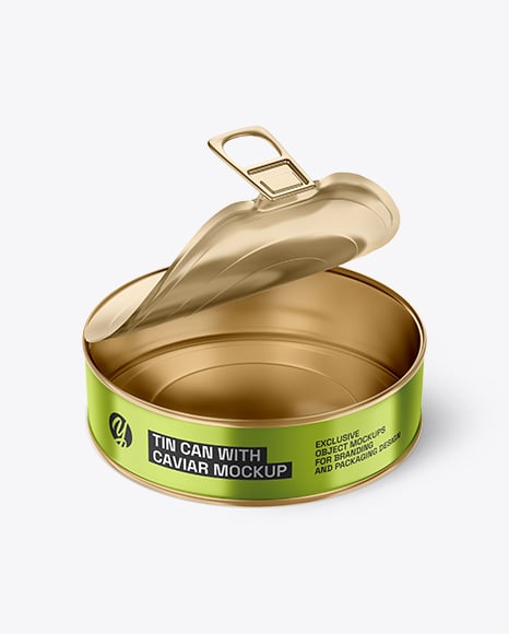 Opened Tin Can w/ Black Caviar Mockup