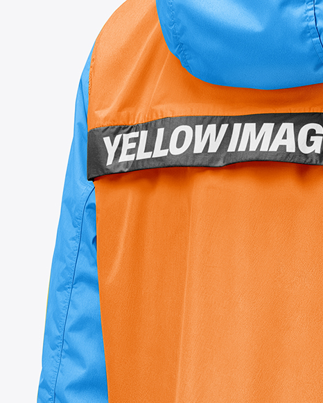 Hooded Windbreaker Jacket Mockup - Back Half Side View