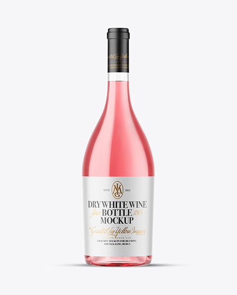 Clear Glass Pink Wine Bottle Mockup - Wine bottle mockup