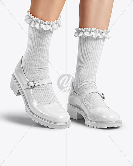 Mary Janes with Socks on Woman's Legs Mockup