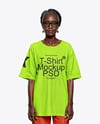 Elderly Black Woman Wearing Oversize T-Shirt & Sweatpants Mockup