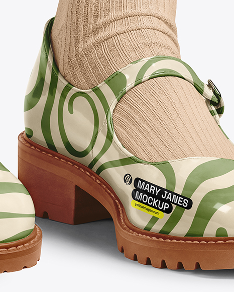 Mary Janes with Socks on Woman's Legs Mockup
