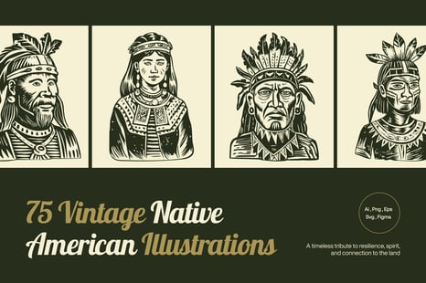 Native American Art Icon Set - Creative Store