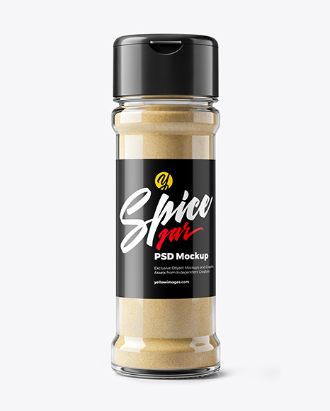 Spice Glass Jar with Onion Powder Mockup - Glass+Jar+With+Various+Fillers+Mockup+In+Jar+Mockups+On+Yellow
