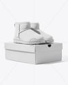 Pair of Women's UGG Boots with Shoe Box Mockup