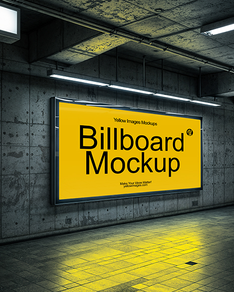 Billboard in Subway Station Mockup