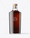 Black Rum Glass Bottle with Wooden Cap Mockup