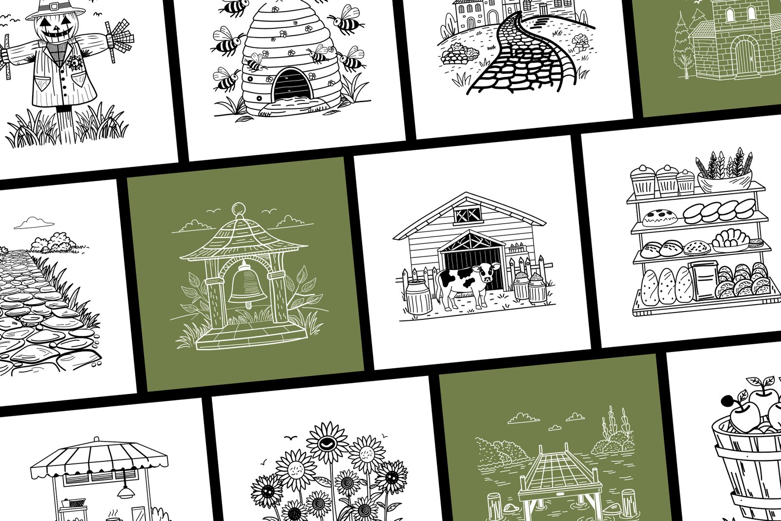 Vintage Farm and Village Illustrations