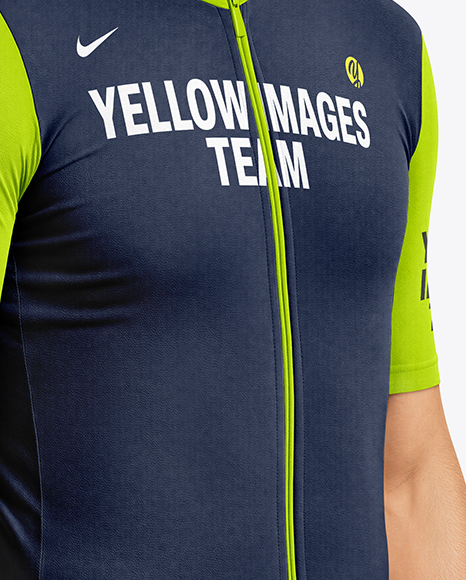 Man Wearing Cycling Jersey and Bib Shorts Mockup