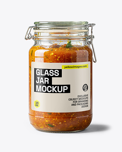 Clear Glass Jar with Tomato Chutney Mockup - Tomato paste mockup