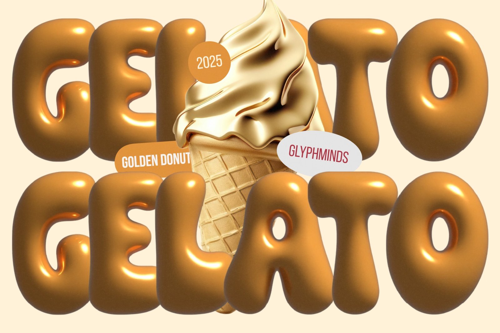 Golden Donut – 3D SVG Font
