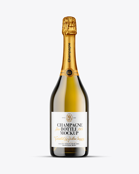Antique Green Glass Champagne Bottle Mockup