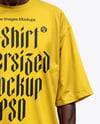 Elderly Afro-American Man Wearing Oversized T-Shirt & Sweatpants Mockup