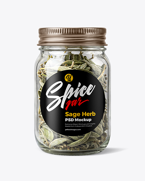 Glass Jar with Sage Herb Mockup - Standard glass jar mockups