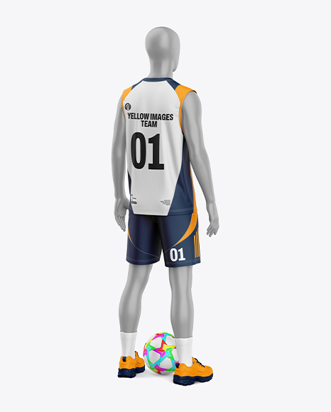 Training Sleeveless Kit Mockup - Back Half Side View