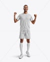 Smiling Man Wearing a Full Soccer Kit Mockup
