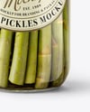 Clear Glass Jar with Pickled Asparagus Mockup