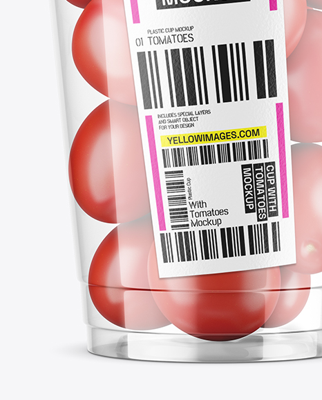 Plastic Cup with Cherry Tomatoes Mockup