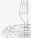 Clear Plastic Dessert Cup with Fork Mockup