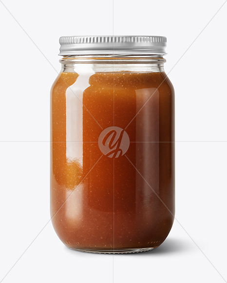 Glass Jar with Beef Bone Broth Mockup