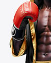 Black Man Wearing Boxing Kit with Robe and Shorts Mockup