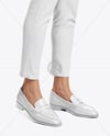 Pair of Leather Loafers on Woman's Legs Mockup