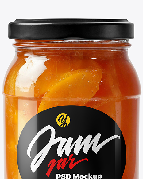 Clear Glass Jar with Peach Preserves Mockup