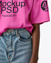 Black Woman Wearing Oversized T-Shirt and Sun Visor Mockup