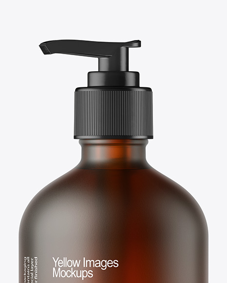 16oz Amber Bottle with Pump Mockup
