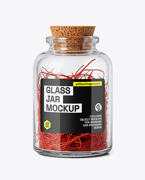 Glass Jar with Saffron Threads Mockup