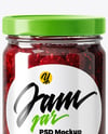 Clear Glass Jar with Cherry Jam Mockup