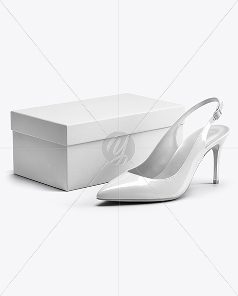 Glossy Slingback with Shoe Box Mockup