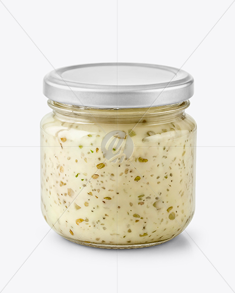 Glass Jar with Horseradish Sauce Mockup