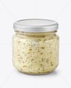 Glass Jar with Horseradish Sauce Mockup