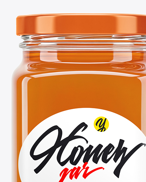 Square Glass Jar with Orange Blossom Honey Mockup